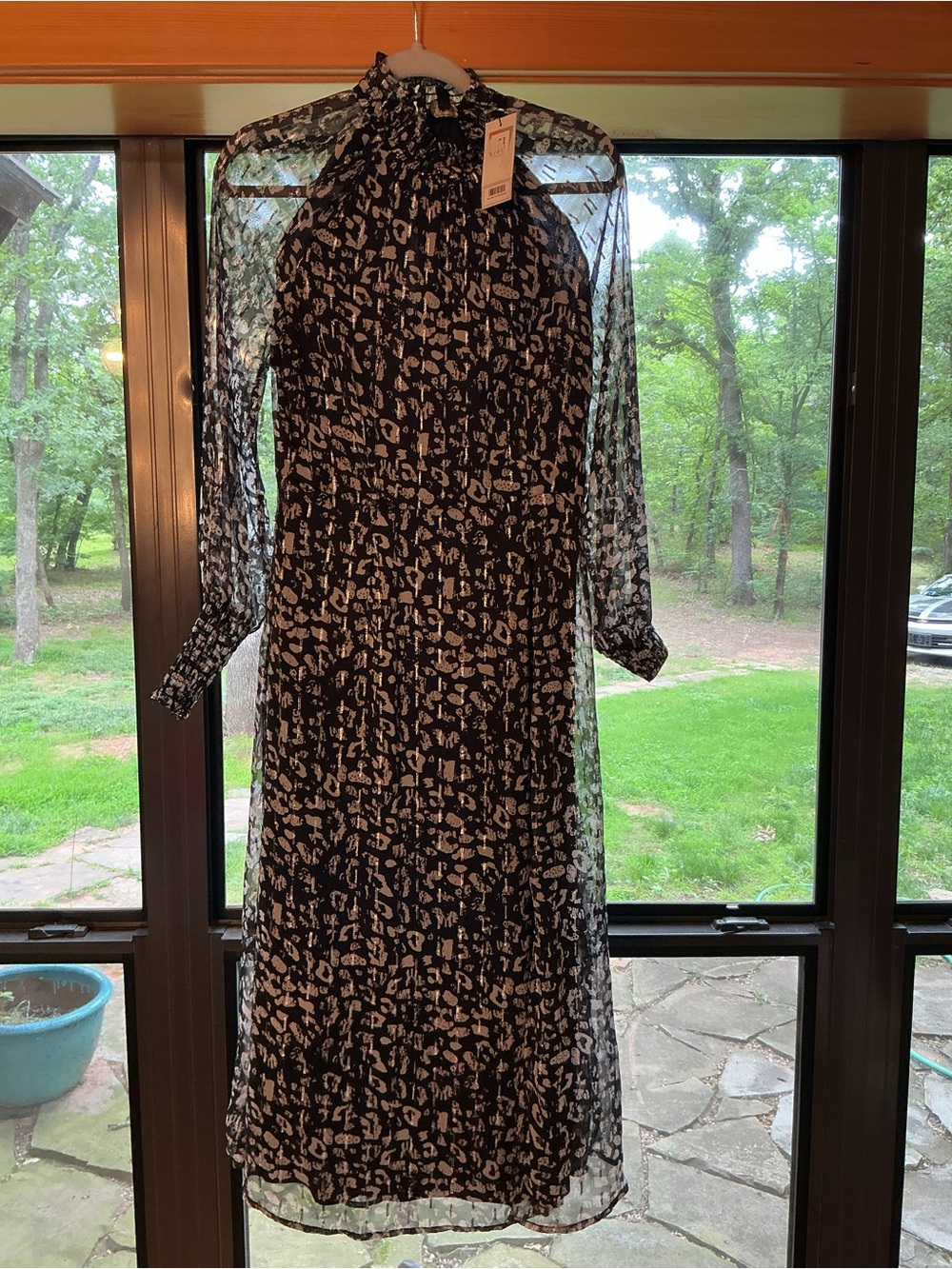 Lipsy Black and White Printed Long Sleeve Maxi Dress Formal